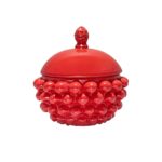 Centrotavola con Coperchio in ceramica di Caltagirone Rosso Corallo S