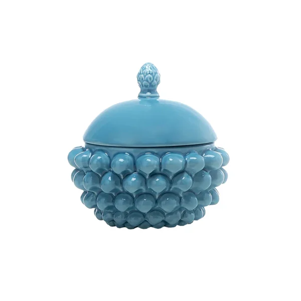Centrotavola con coperchio Azzurro Piccolo in Ceramica di Caltagirone