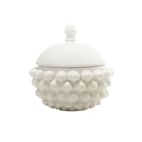 Centrotavola con coperchio Bianco Piccolo in Ceramica di Caltagirone