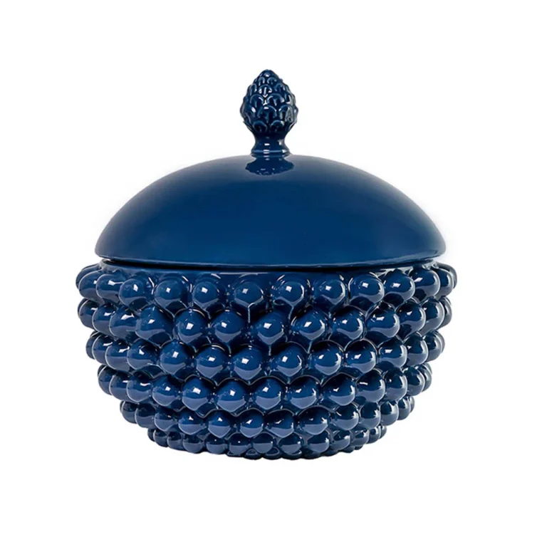 Centrotavola con coperchio Blu marino Medio in Ceramica di Caltagirone