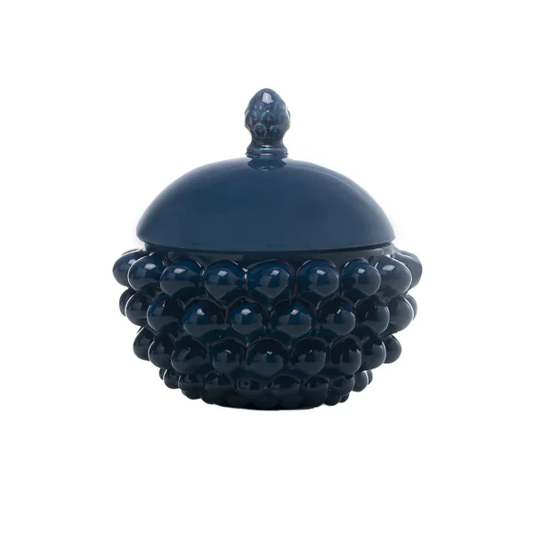 Centrotavola con coperchio Blu marino Piccolo in Ceramica di Caltagirone