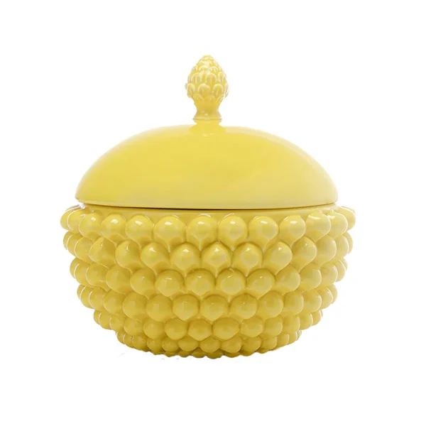 Centrotavola con coperchio Giallo Medio in Ceramica di Caltagirone