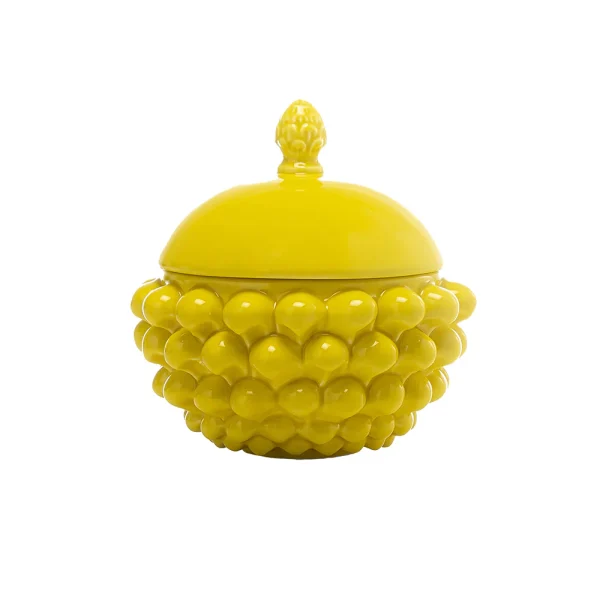 Centrotavola con coperchio Giallo Piccolo in Ceramica di Caltagirone