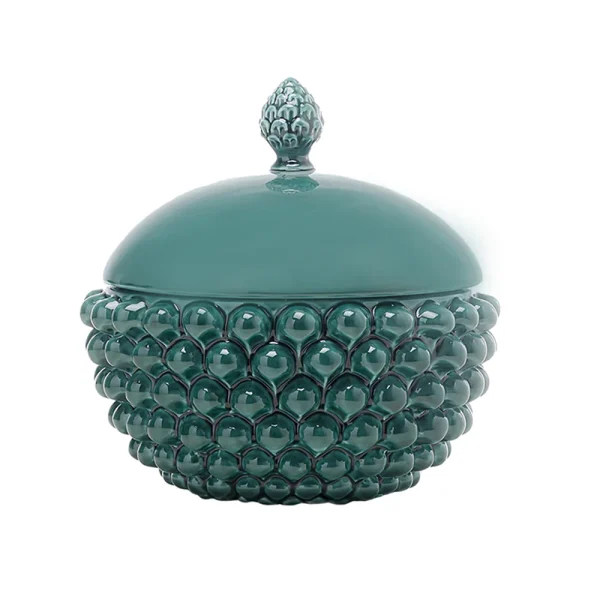 Centrotavola con coperchio Verde Medio in Ceramica di Caltagirone