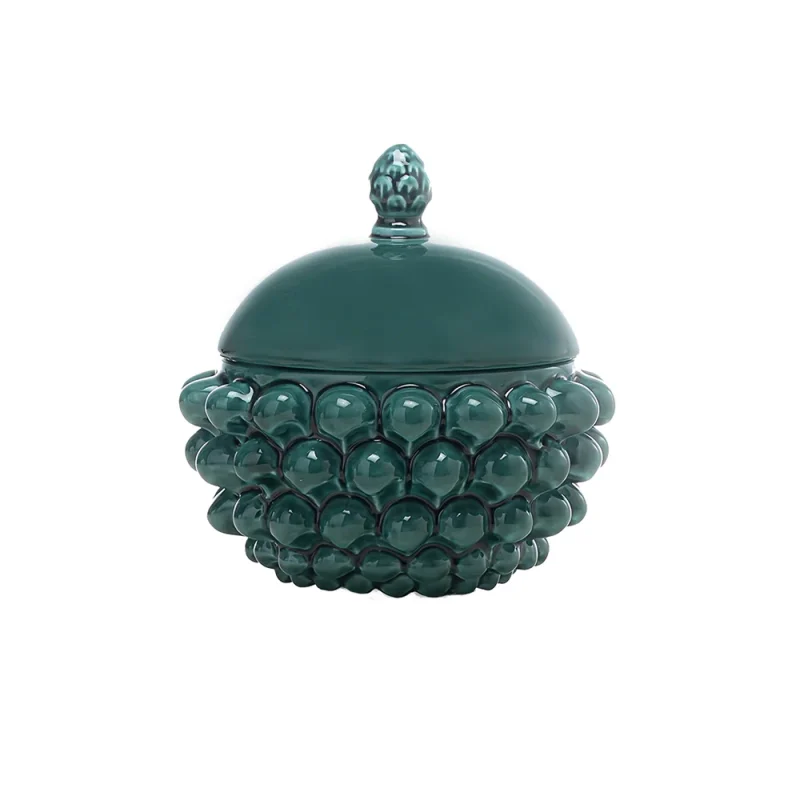 Centrotavola con coperchio Verde Piccolo in Ceramica di Caltagirone