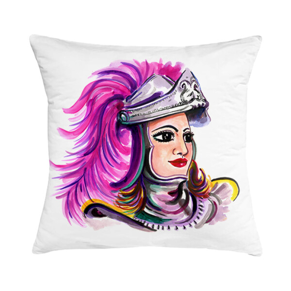 Cuscino in cotone con disegno ad acquerello di una Pupa siciliana