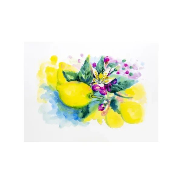 Litografia con disegno ad acquerello di limoni