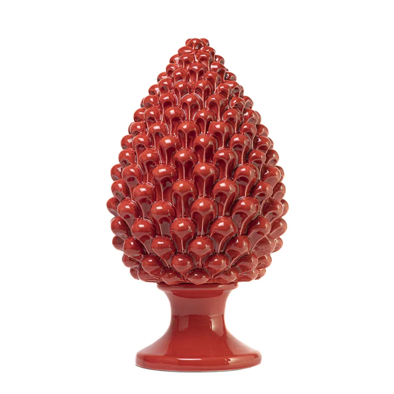 Pigna da 40 cm Rosso in Ceramica di Caltagirone