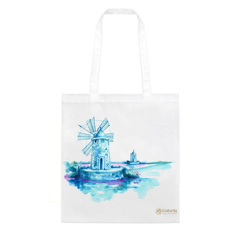 Shopping Bag con disegno di un antico mulino