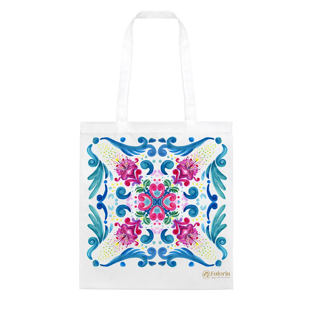 Shopping Bag con disegno di una maiolica siciliana