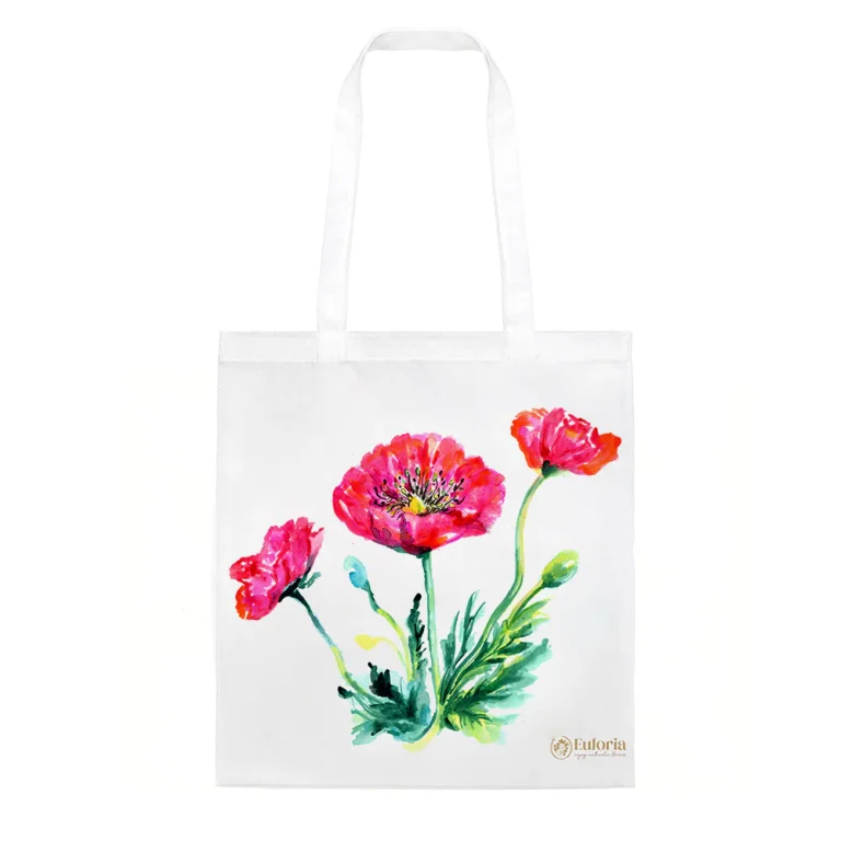 Shopping Bag con disegno di papaveri