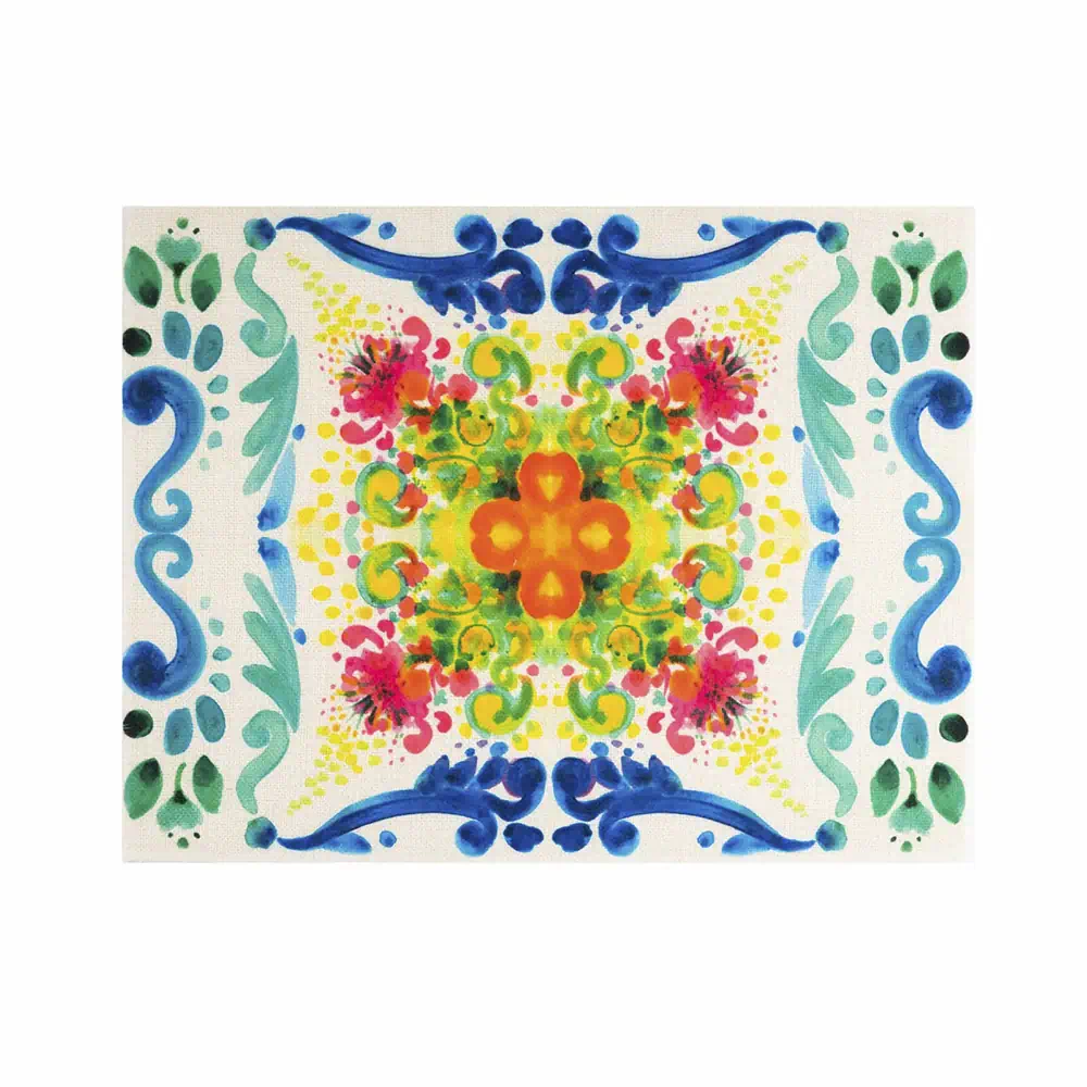 Tovaglietta in juta con disegno di una maiolica