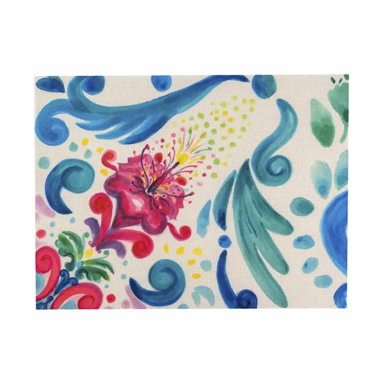 Tovaglietta in juta con disegno di una maiolica siciliana