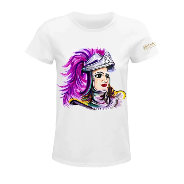 T-shirt bianca con disegno di una pupa siciliana