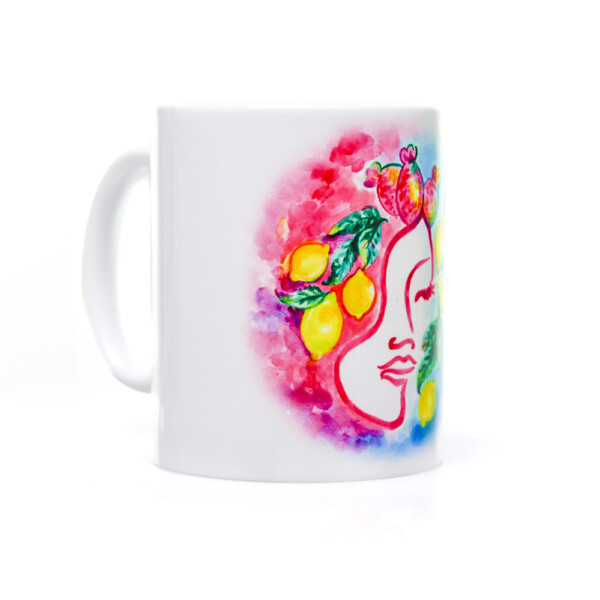 Tazza in ceramica lucida con disegno del logo con testa di moro Euforia