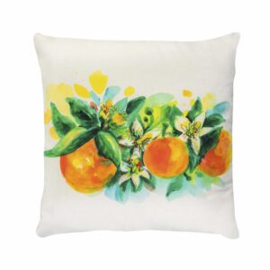 Cuscino in Velluto - Arance in Fiore, Bianco
