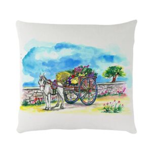 Cuscino in Velluto - Carretto Siciliano, Bianco