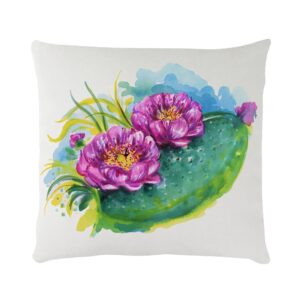 Cuscino in Velluto - Fiori di Ficodindia, Bianco