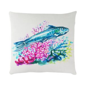 Cuscino in Velluto - Sardina Azzurra, Bianco